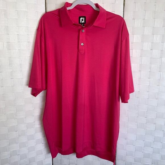 Men’s FOOTJOY Hot Pink Striped Golf Shirt Polo Men’s Size XL - Picture 1 of 12